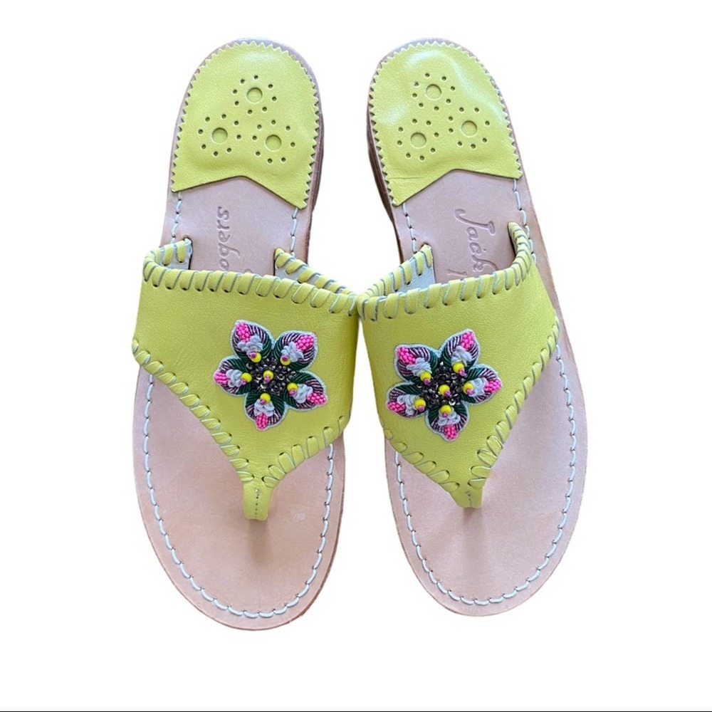 Jack Rogers Yellow leather beaded flower sandal - Picture 3 of 6